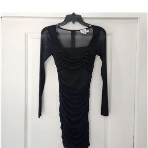 PRINCESS POLLY Whimsygoth Bodycon Mesh long sleeve MINI DRESS BLACK SIZE 2